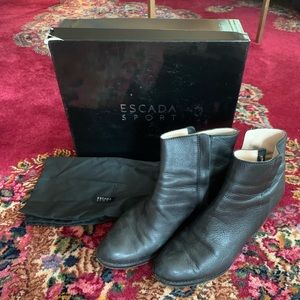 Escada Sport Black Leather Boots - size 10